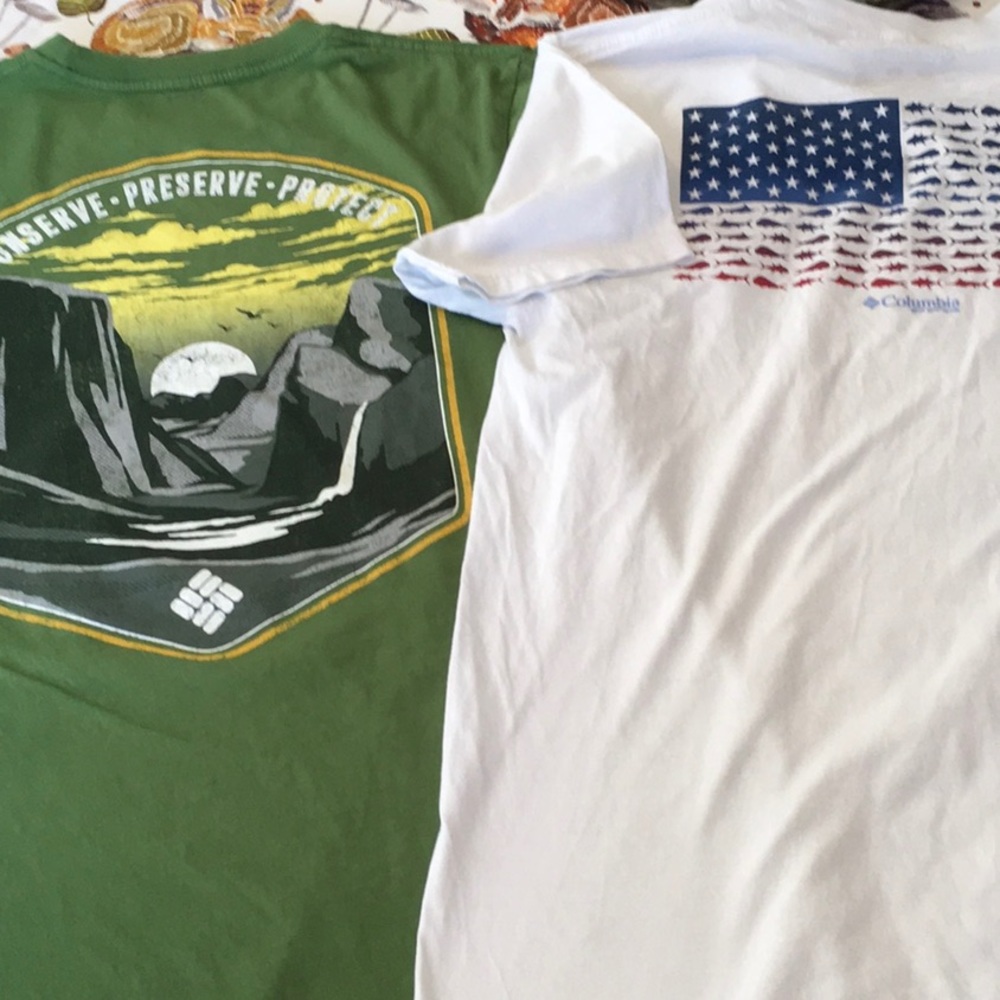 Two Columbia tees size medium